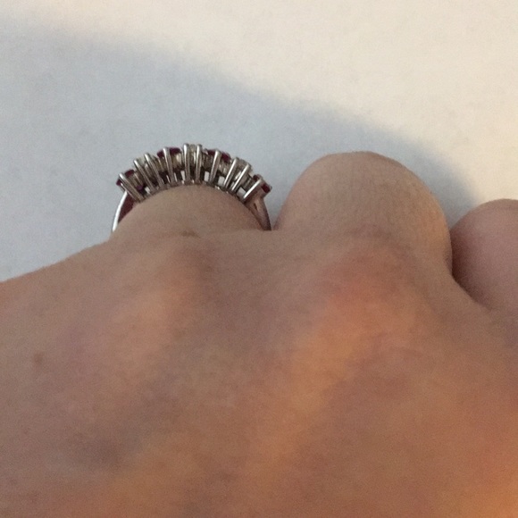Lab Created Ruby and white stones .925 size 7 ring - Picture 4 of 5